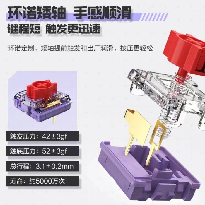 雷神K96水光紫藤三模矮轴机械键盘_桌面键鼠_外设配件-雷神官网